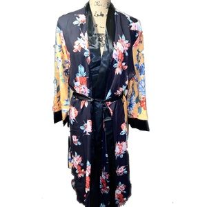 Funky Black Floral & Mixed Print Duster/ Kimono